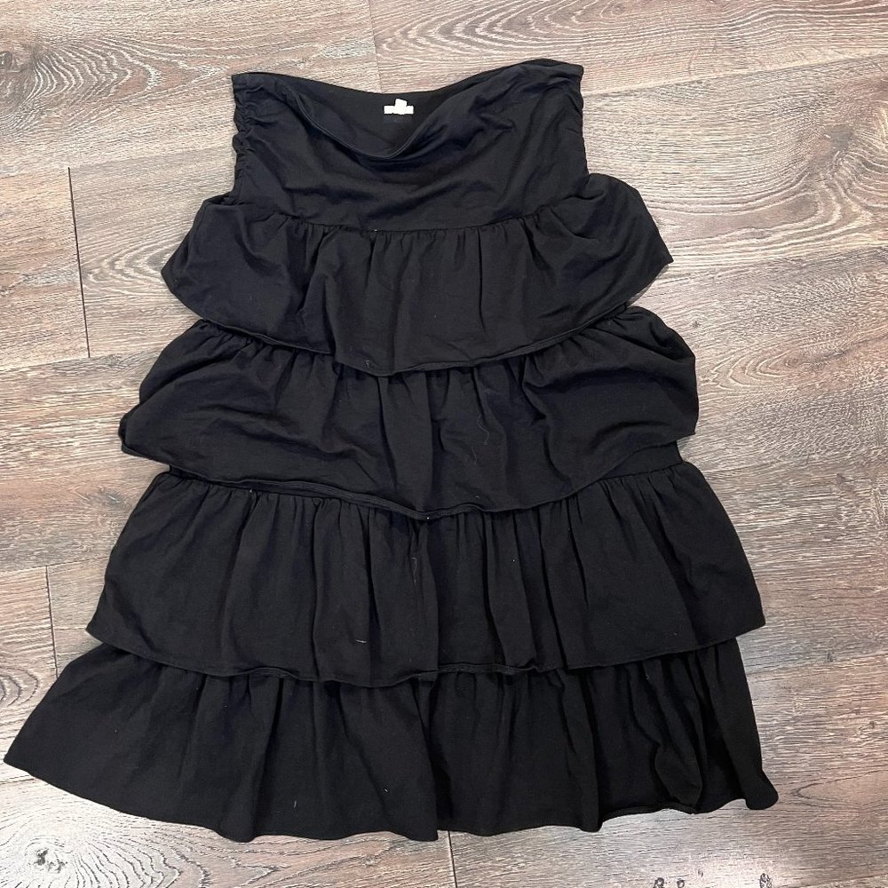 J. Crew Womens Black Ruffle Tiered Midi Long Casual Skirt Size L